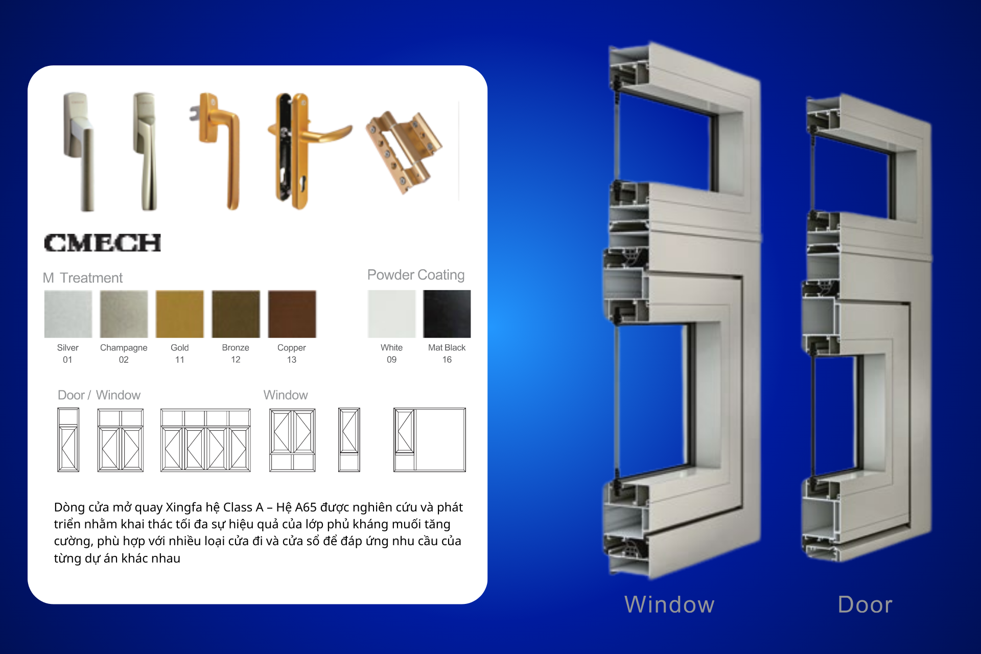 Phụ kiện đi kèm Xingfa Class A hệ A65 