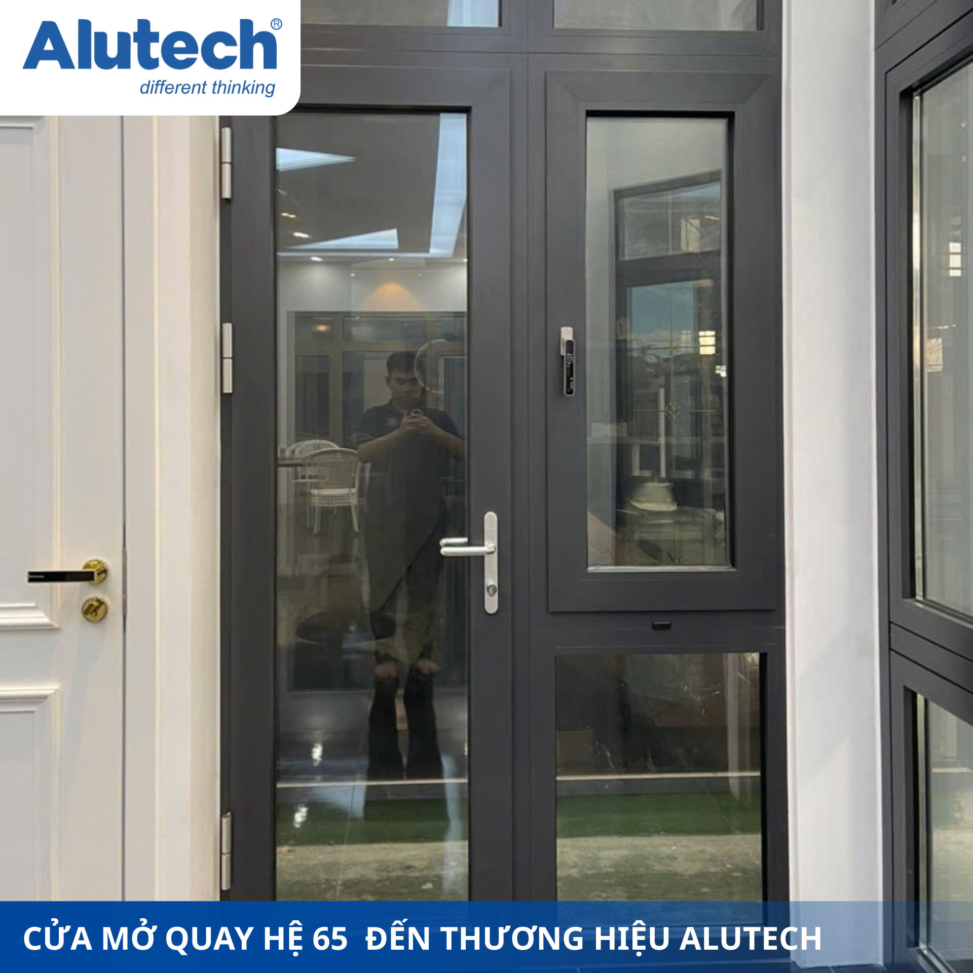 Cửa mở quay hệ 65 thương hiệu Alutech 