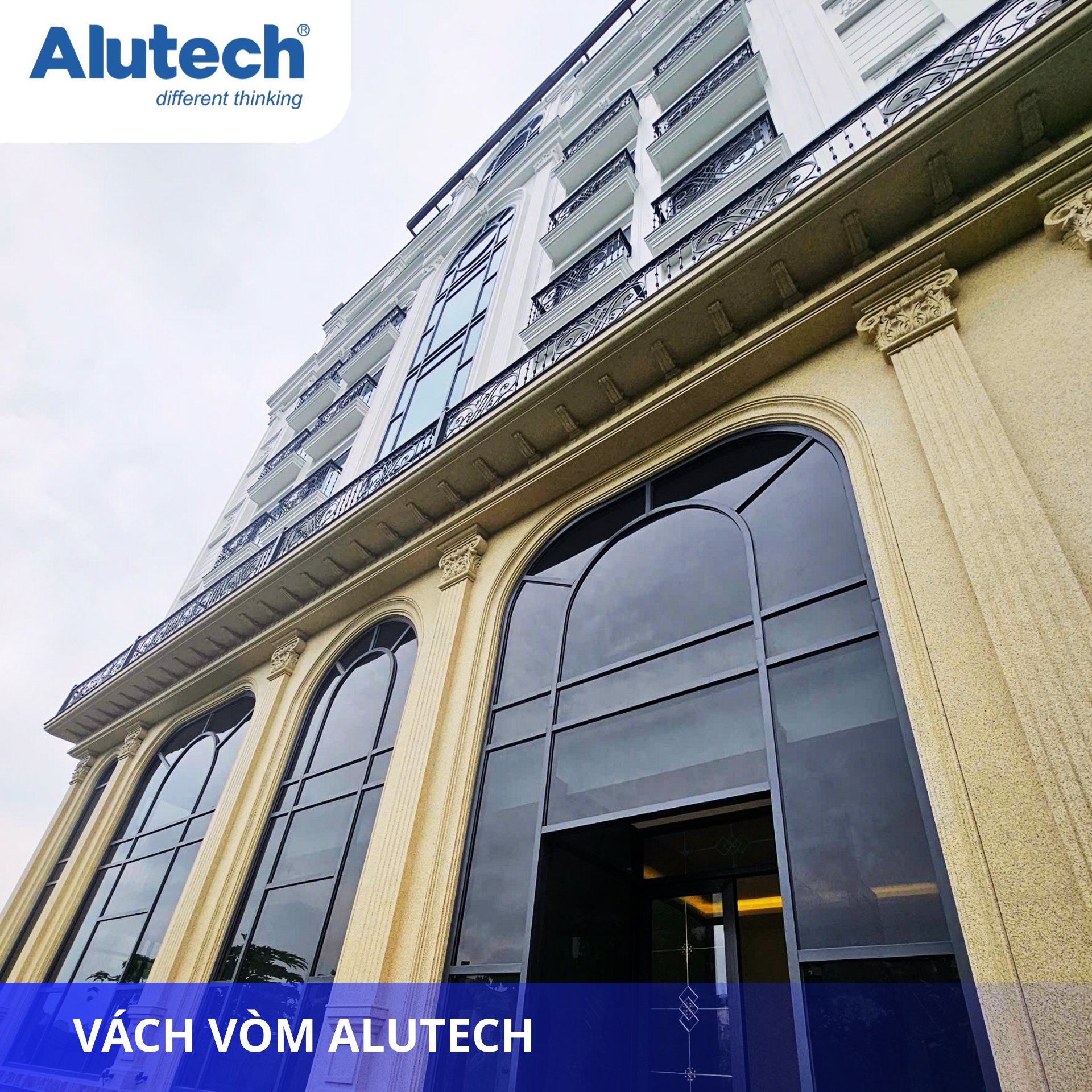 Vách vòm cửa nhôm biệt thự