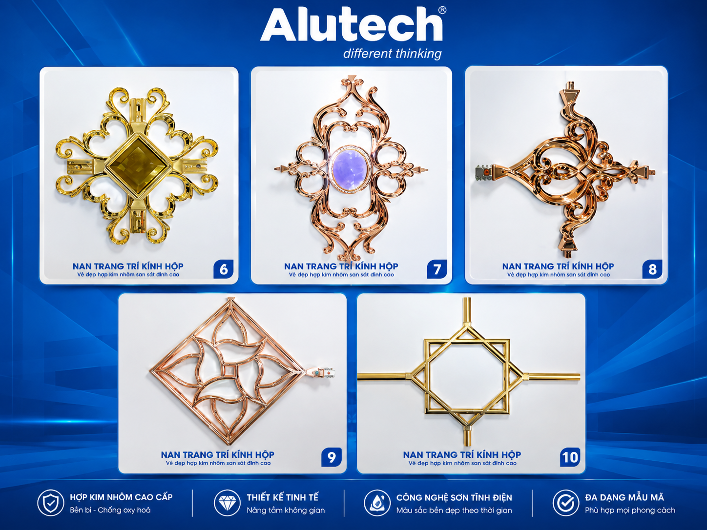 các mẫu nan kính hộp alutech sản xuất 