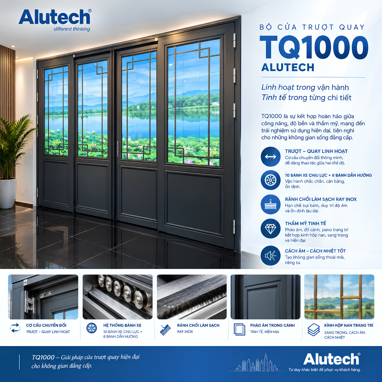 Cửa trượt quay 4 cánh Alutech